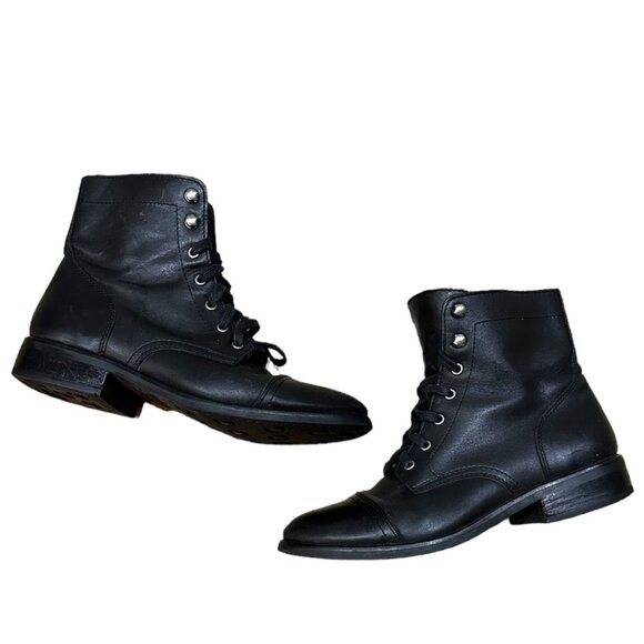 Thursday Boot Company Shoes - Thursday Boots Black Leather Lace Up Combat Boots Women's